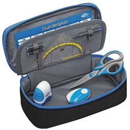 WEDO 242 43010 Estuche suave Schlamperbox para lápices, poliéster, negro y azul claro, con cremallera, infantil
