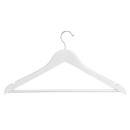 KIPIT Set de 8 Perchas Blancas, de Madera y Metal para Ropa, Dimensiones 43.5 x 23 x 10 cm (Set de 8)