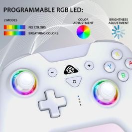 Subsonic SUB1709241285386 Controlador Inalámbrico para Nintendo Switch, LED Programables, Vibración y Giroscopio, Blanco