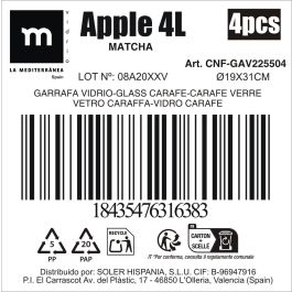 Apple Garrafa de Vidrio 4L "Apple" Matcha (4 Unidades)