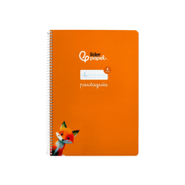 Liderpapel Cuaderno espiral A4 Pautaguía tapa dura 80 hojas 90gr cuadro pautado 4mm color naranja