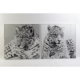 DKD Home Decor Cuadro Leopardo Negro Blanco Cristal Aluminio 100 x 100 cm (2 Unidades) Precio: 176.89000043. SKU: S3028179