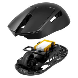 be quiet! Dark Perk Ergo Gaming Maus, Ratón Gaming Inalámbrico/Alámbrico 32000 DPI 0.125ms RGB PixArt PAW3950 USB-C Recargable 110h Negro