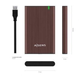 Aisens ASE-2525BWN - Caja Externa para Disco Duro 2.5" USB 3.0 (USB3.1 GEN1) SATA III sin Tornillos, Aluminio Marrón