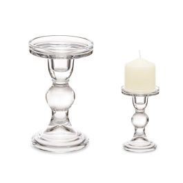 Giftdecor Candelabro de Cristal Transparente, Diseño Bola, Altura 14 cm (24 Unidades)