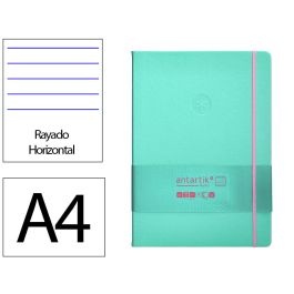 Cuaderno Con Gomilla Antartik Notes Tapa Dura A4 Hojas Rayas Rosa Y Turquesa 100 Hojas 80 gr Fsc