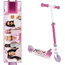 Mondo Patinete Scooter de 2 Ruedas Plegable de Metal con Diseño Barbie para Niños, Fabricado con Materiales Resistentes para Conducción Segura