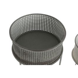 DKD Home Decor Macetero Vintage de Metal (100% Metal), Set de 2 unidades, Color Blanco y Gris, Medidas 33 x 33 x 70 cm