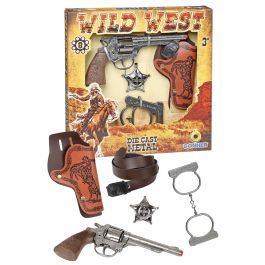 Gonher 157/0 Set de Vaquero Wild West con Revólver Metálico, Fulminantes 8 Tiros, Cartuchera, Esposas y Estrella Sheriff +3 Años