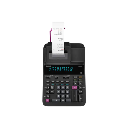 Casio DR-200R Calculadora Impresora 12 Dígitos con Pantalla Fluorescente, Impresión Bicolor Negro y Rojo, Papel 58mm y Alimentación AC/DC, Color Negro