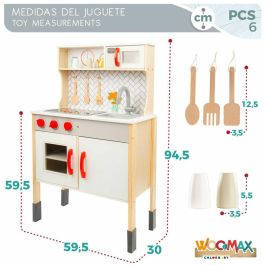 Woomax Cocina Eléctrica de Madera 59,5x30x94,5 cm Juguete Infantil a Partir de 3 Años