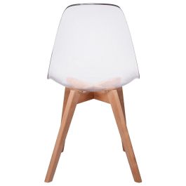 Home Deco Factory Silla Escandinava Transparente Patas Madera Asiento Polipropileno 45x52x83 cm