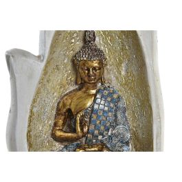 Figura Decorativa DKD Home Decor Gris Dorado Buda Resina (10 x 7,2 x 20,9 cm) (2 Unidades)