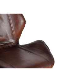 GINER Y COLOMER Taburete de Cuero Natural y Pata Metal Set 2 Unidades