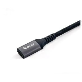 Equip Cable Prolongador USB-C Macho Hembra 3.2 Gen2 10Gbps 4K/60HzColor Negro 1.0m Malla algodon trenzado Carcasa Conector Aluminio
