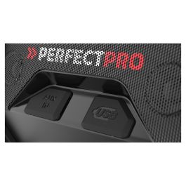 PerfectPro ROCKTAGON Radio de obra digital 30W DAB+ FM Bluetooth 5.2 IP65, 4 altavoces, compatible baterías 18V Bosch Makita DeWalt Milwaukee, USB, Negro/Rojo