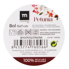 Bol de melamina Petunia 13x7 cm brillo - La Mediterranea (24 Unidades) Bol de melamina Petunia 13x7 cm brillo - La Mediterranea (24 Unidades)