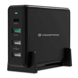 Conceptronic OZUL01B Cargador USB Tipo C Carga Rápida PD 65W para Nintendo Switch, iPad, iPhone, Samsung