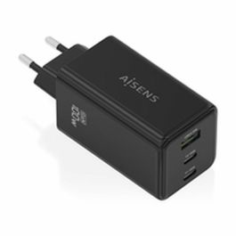 AISENS ASCH-100W3P052-BK Cargador GaN 100W 3 Puertos (2 USB-C, 1 USB-A) Carga Rápida Power Delivery Universal Negro