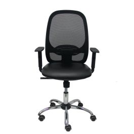 PIQUERAS Y CRESPO Silla Cilanco negra malla negra asiento similpiel negro brazo regulable base cromada PIQUERAS Y CRESPO Silla Cilanco negra malla negra asiento similpiel negro brazo regulable base cromada