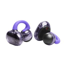 JBL Soundgear Clips TWS Auriculares Open-Ear Inalámbricos con Gancho, Bluetooth 5.4, IP54, Batería 32h, Color Ghost Purple