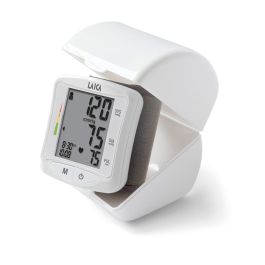 Laica Tensiometro digital de muñeca BM1006 blanco - Mide presión arterial y frecuencia cardiaca, 60 registros, pantalla LCD