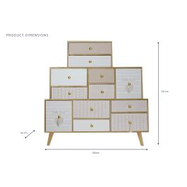 DKD Home Decor Buffet Scandi Golden 19, 12 Cajones, Madera Paulownia, Natural Dorado, 120x110x25 cm