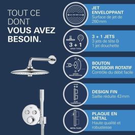 Grohe 34878000 Conjunto de Ducha Empotrado con Mezclador Termostático, Todo Tipo de Chorros, Gris Grohe 34878000 Conjunto de Ducha Empotrado con Mezclador Termostático, Todo Tipo de Chorros, Gris