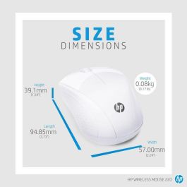 HP 220 Ratón Inalámbrico Ambidextro Blanco Nieve - Diseño Compacto para Viaje, Batería de Larga Duración