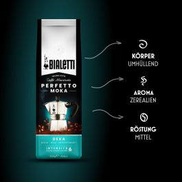 Bialetti Perfetto Moka Deka Café Descafeinado Molido 250g, Tueste Medio, Intensidad 6, 40% Arabica, 60% Robusta