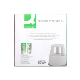 Q-connect Taburete con Ruedas Retráctiles ABS Gris Dos Niveles Soporta 150kg Ø43.5x43cm