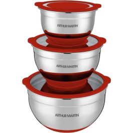 Arthur Martin AM032 ART3508510106153 - Juego Ensaladeras 16-20-24 cm Acero Inoxidable con Tapas Herméticas y Base Silicona Antideslizante Arthur Martin AM032 ART3508510106153 - Juego Ensaladeras 16-20-24 cm Acero Inoxidable con Tapas Herméticas y Base Silicona Antideslizante