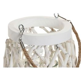 Portavelas Home ESPRIT Blanco Madera Cristal 35 x 35 x 32 cm (2 Unidades)