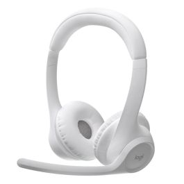 Logitech Auriculares Zone 300 Bluetooth Blanco, Micrófono con Cancelación de Ruido, Hasta 20 Horas de Batería, Conectividad Inalámbrica de 30m