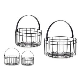 Set 2 Cestas Redondas Negras Giftdecor 25x27x25 cm, Metal Set 2 Cestas Redondas Negras Giftdecor 25x27x25 cm, Metal