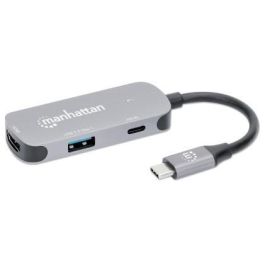 MANHATTAN Adaptador USB-C a HDMI 3 en 1 con Suministro de Energía hasta 100W y Resolución 4K
