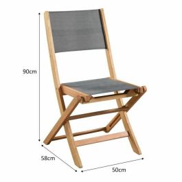 Juego de 4 sillas de jardín de madera de acacia FSC y asiento de textilene - 50 x 57 x 90 cm - Gris Juego de 4 sillas de jardín de madera de acacia FSC y asiento de textilene - 50 x 57 x 90 cm - Gris