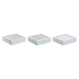 Caja Infusiones Scandi DKD Home Decor Verde Azul 24 x 6.5 x 24 cm (3 Unidades)