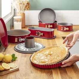 Molde de acero savarin TEFAL Delibake - Ø 25 cm - Rojo y gris - Con bisagra Molde de acero savarin TEFAL Delibake - Ø 25 cm - Rojo y gris - Con bisagra