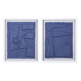 DKD Home Decor Cuadro Decorativo Urban Abstracto Azul Blanco 55x45 cm de Cristal y Papel Mache Set de 4 Unidades Precio: 90.49999948. SKU: B19XMXEJMD