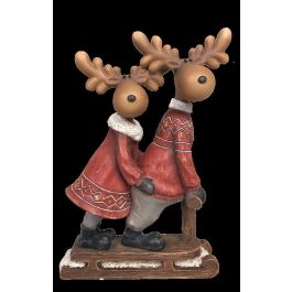 DKD Home Decor Figura Navidad Moderna de Resina | Diseño Reno | 4 Unidades Surtidas 6x18x13 cm