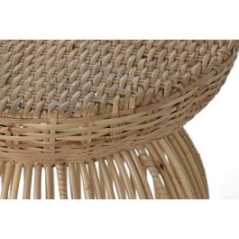 DKD Home Decor Mesita Auxiliar Balines Natural Ratan y Acero 43 x 50 x 43 cm