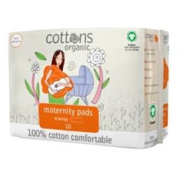 COTTONS Compresas Maternity con Alas 10 Uds. Algodón Orgánico Hipoalergénicas para Nuevas Mamás Precio: 6.5. SKU: B1CML36K9R