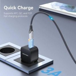 Vention CUAH0 Adaptador USB 3.1 Tipo-A Macho a USB-C Hembra 10Gbps 3A Carga Rápida y Datos Carcasa Aluminio Azul