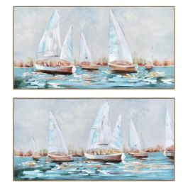 DKD Home Decor Cuadro Veleros Turquesa Blanco Lienzo MDF 120 x 60 x 3.8 cm (2 Unidades) Precio: 57.49999981. SKU: B133AVS52K