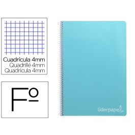 Cuaderno Espiral Liderpapel Folio Witty Tapa Dura 80H 75 gr Cuadro 4 mm Con Margen Color Celeste 5 unidades