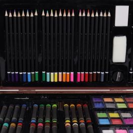 MGM Cajonera de madera 'Mano del Artista' 140 piezas – Kit completo de materiales de dibujo, pintura y pasteles para ocio creativo