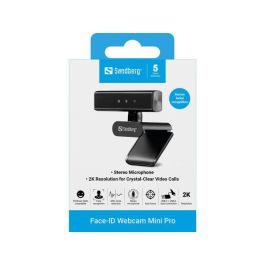 Sandberg Webcam Face-ID Mini Pro 2K con Micrófono Incorporado para Windows Hello