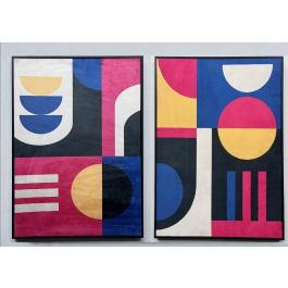 DKD Home Decor Cuadro 63 x 83 x 3 cm Lienzo Velvet Azul Negro Moderno (2 Unidades) Precio: 59.59000014. SKU: B12FHZRAE7