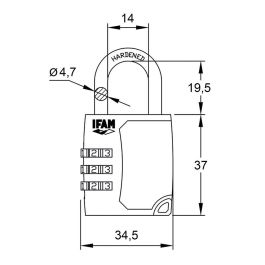 Ifam Candado C35s Zinc 34,5mm con Combinación Arco ø4,7mm